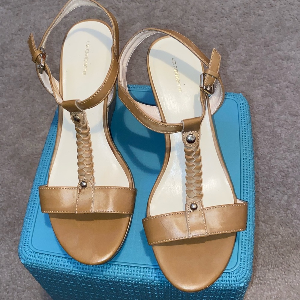 Brown chunky heels with straps